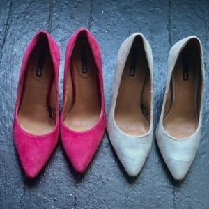 Suede Pumps. Pink & Grey
